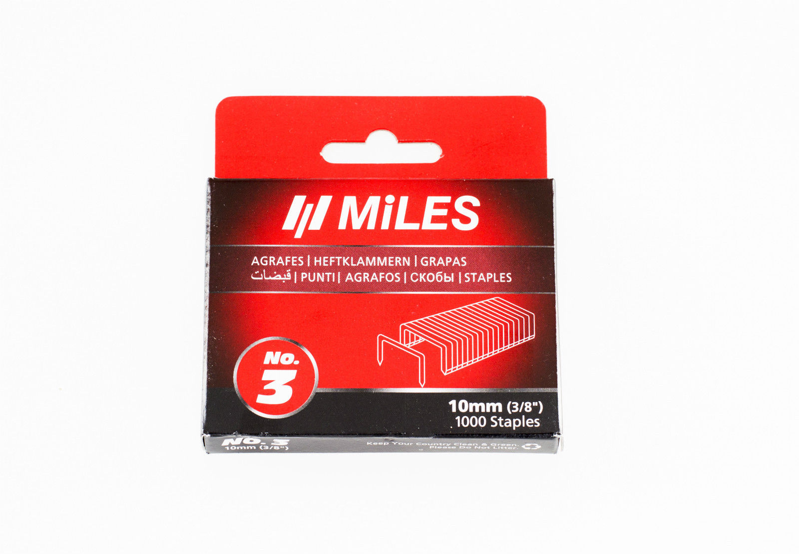 Скоби Miles No.3-10MM, 1000 шт, ширина - 11,40 мм, товщина - 0,75 мм, аналог: Rapid 53 (Miles, No.3-