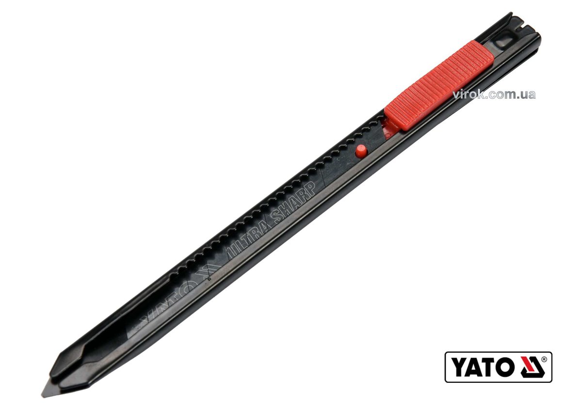 Ніж YATO з висувним лезом з відломними сегментами : M=9 мм; металевий корпус і направляюча [10/240]