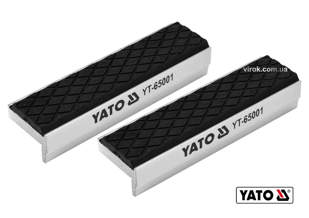 Губки змінні до лещат м'які YATO: 100 х 30 х 10 мм, алюмінієві з гумою [20/60]