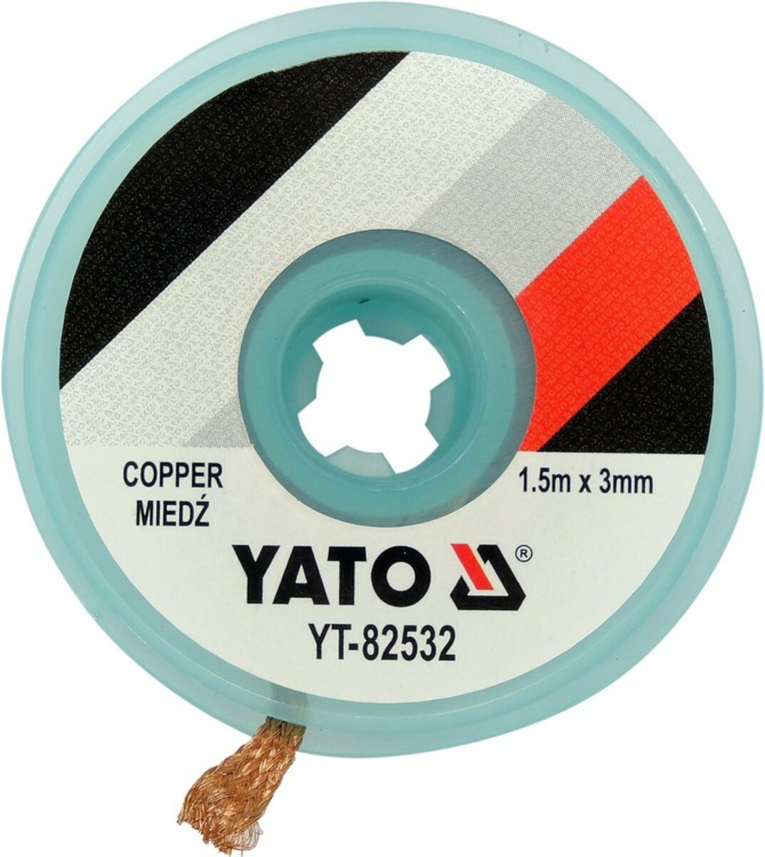 Стрічка плетена з міді для очищення від припою YATO, l= 1,5 м, W= 3 мм в котушці в корпусі [30]