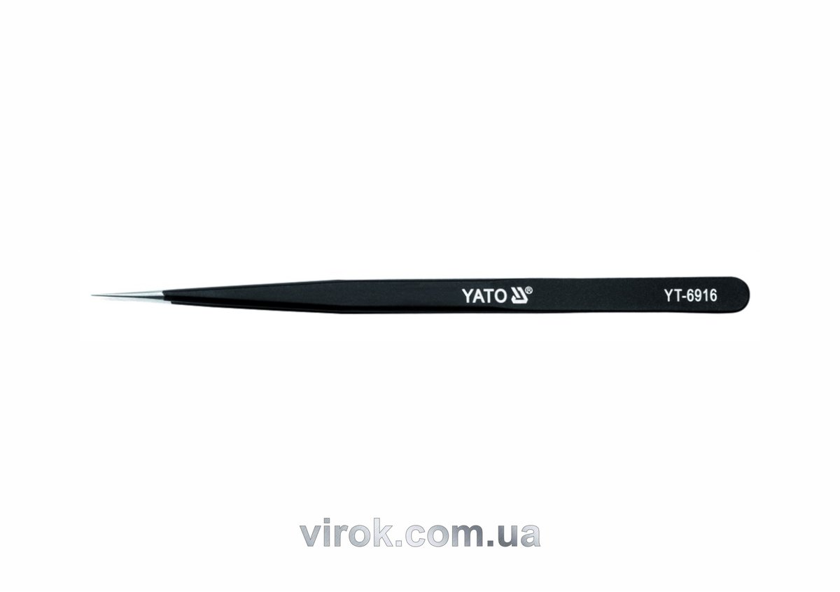 Пінцет прямий антистатичний YATO : L= 140 мм [20/480]