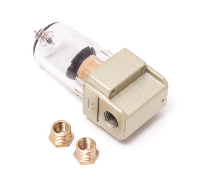 Фильтр для пневмосистем мини 1/4+адаптер 1/4Mx1/8F (10 bar, пропускная способность: 200 л/мин, темпе