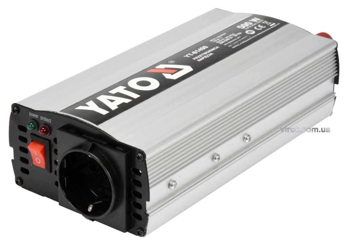 Перетворювач напруги YATO з джерела 12 В DC в 230 В, 500 Вт AC [12/240] YT-81490