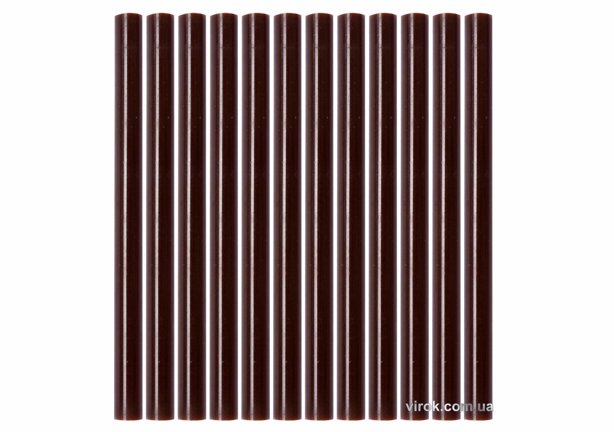 Стержні клейові YATO коричневі : Ø=7,2 мм, L=100 мм, уп. 12 шт. [50]