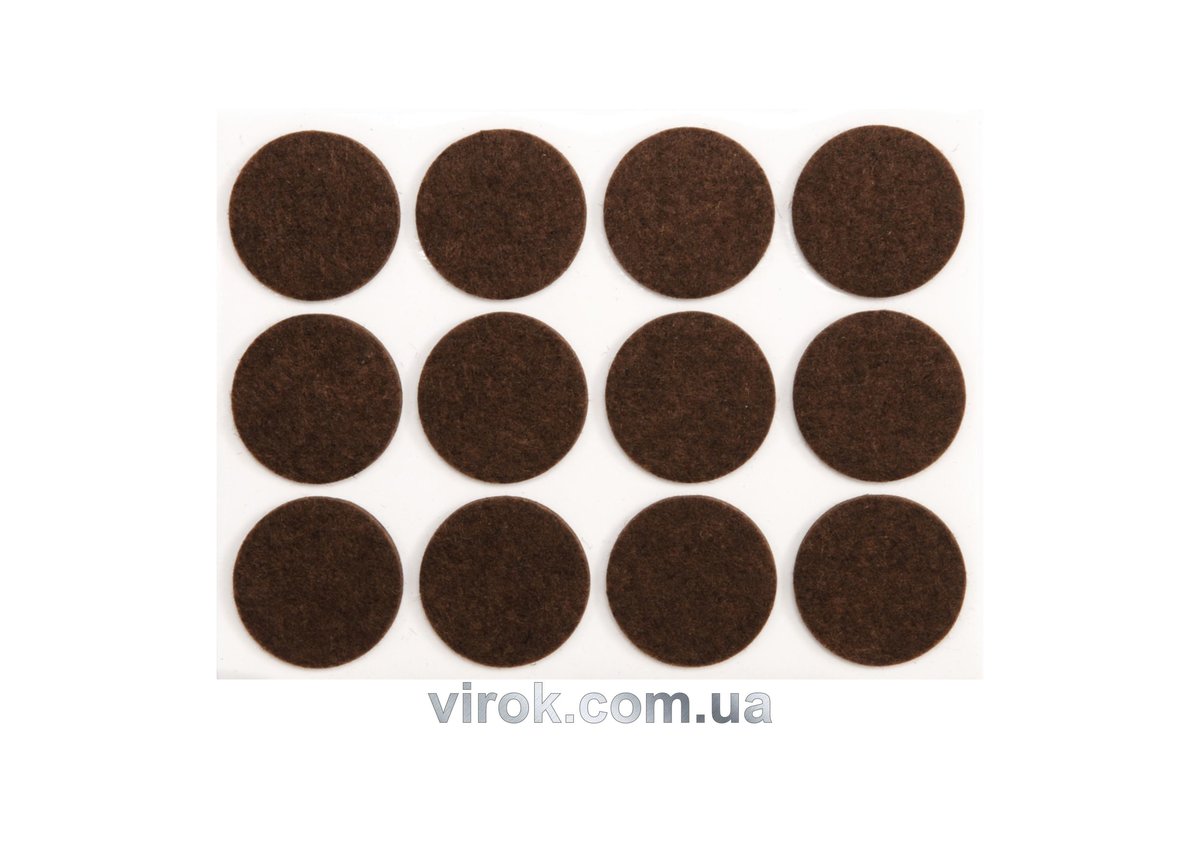 Протектор самоклеючий повстяний VOREL, Ø=28мм/12шт. (коричневі) [60/720] 74853
