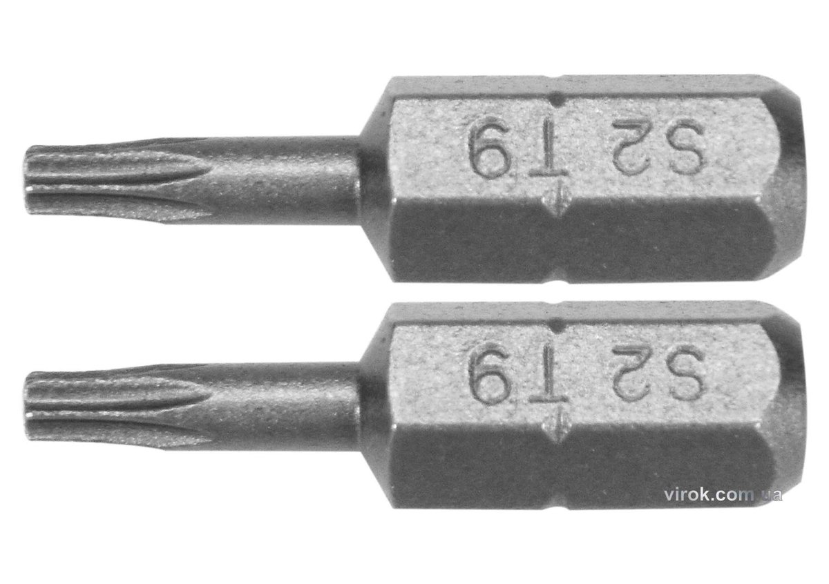 Насадка викруткова YATO : TORX T9 x 25 мм, HEX 1/4", AISI S2, 2 шт(DW) YT-77901