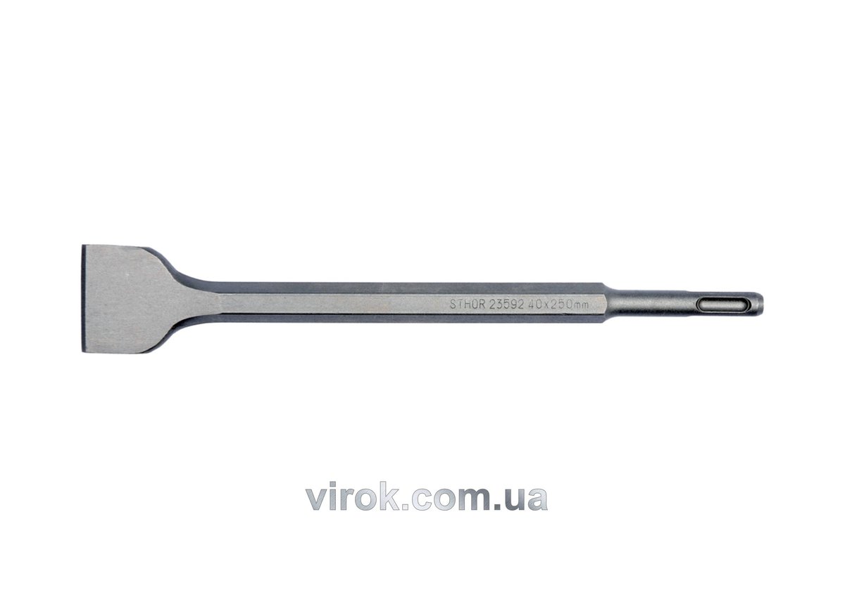 Долото плоске STHOR : SDS+ до перфоратора, Ø= 14 мм, роб. b= 40 мм, l= 250 мм [25/50] 23592