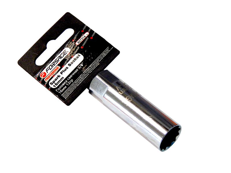 Головка свечная 16мм, 3/8,12гр.(L-65мм),на пластиковом держателе Forsage F-807316A