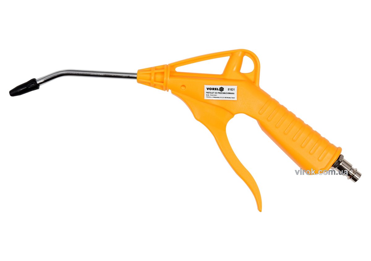 Пістолет пневматичний продувальний VOREL з соплом l= 100 мм, Ø=1/4", для тиску- 0.8 MPa [10/40] 8163