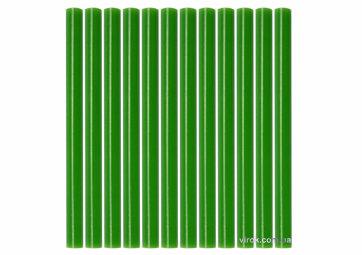 Стержні клейові YATO зелені : Ø=7,2 мм, L=100 мм, уп. 12 шт. [50] YT-82444