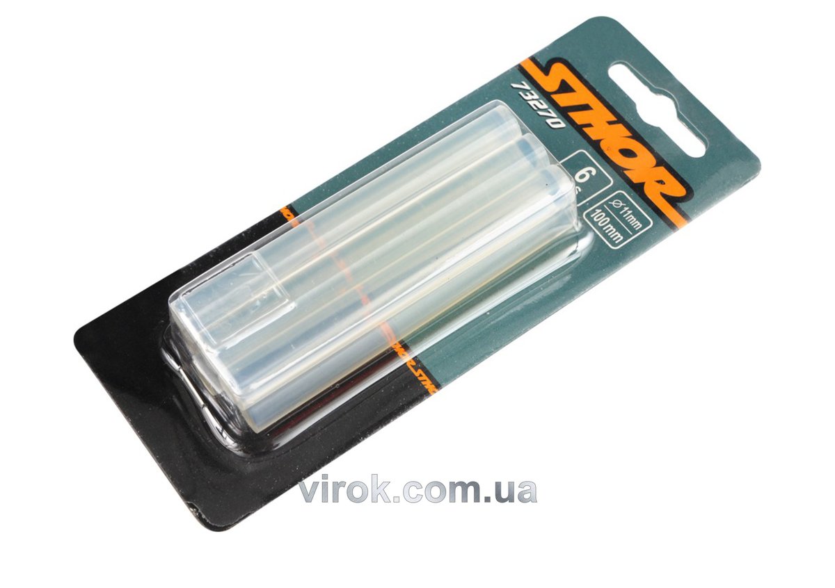 Стержні клейові STHOR : Ø= 11 х 100 мм. прозорі уп. 6 шт. [20] 73270