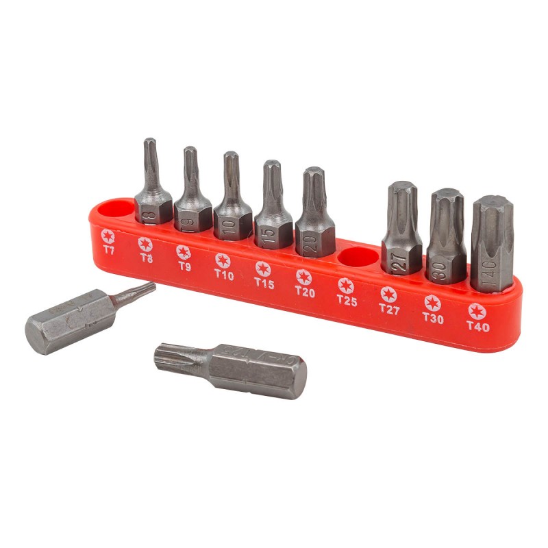 Набор бит TORX 10 предметов 1/4 (T 7,8,9,10,15,20,25,27,30,40-25мм) ROCKFORCE RF-21022