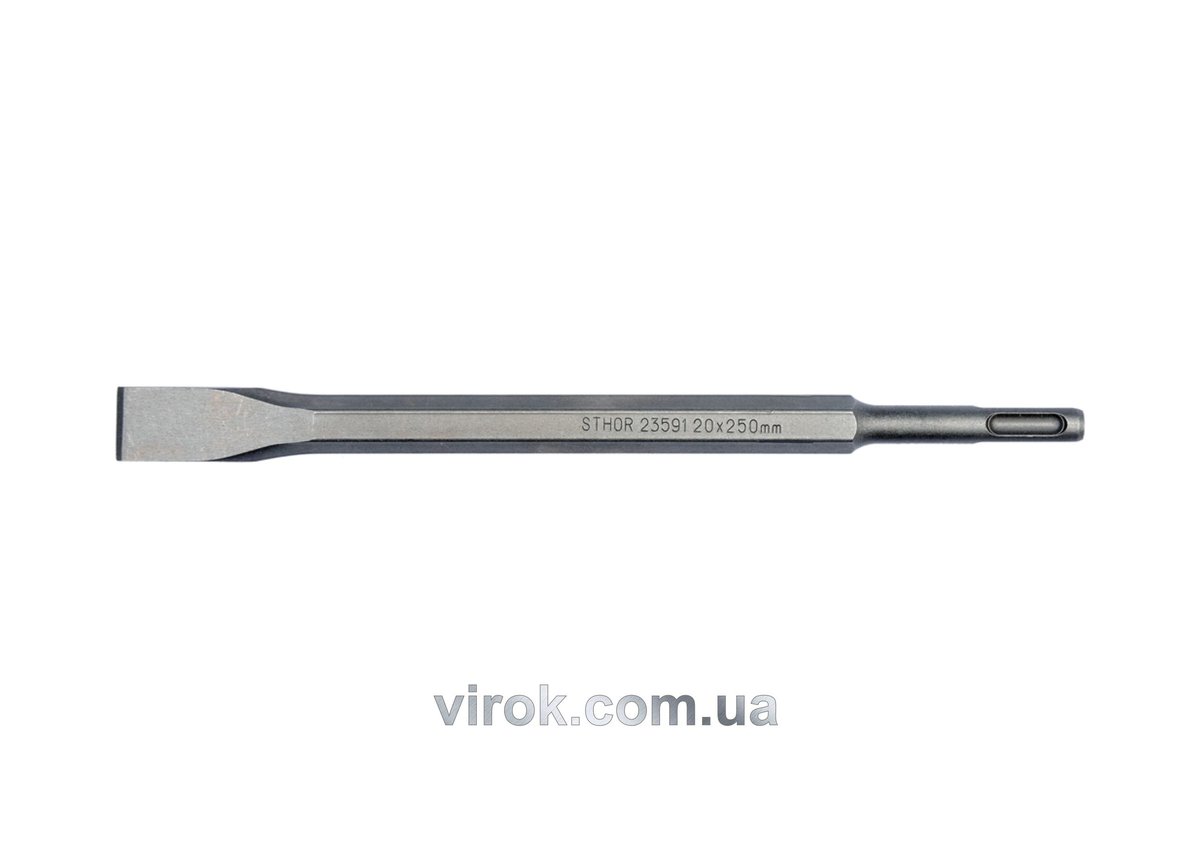 Долото плоске STHOR : SDS+ до перфоратора, Ø= 14 мм, роб. b= 20 мм, l= 250 мм [25/50] 23591