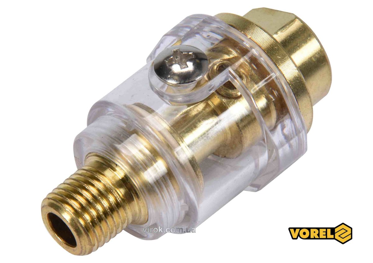 Маслянка для пневмоінструментів лінійна VOREL : 5 мл, 0.8 МПа, 1/4" [20/100] 81570