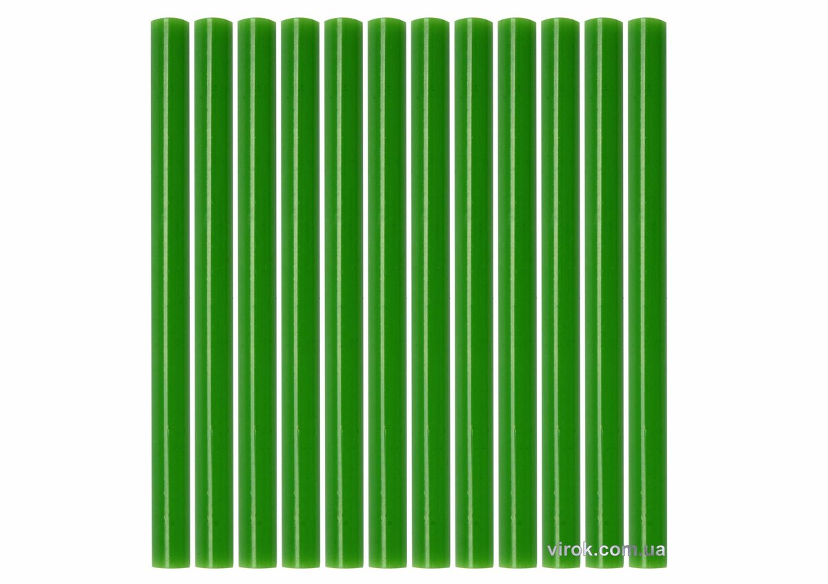 Стержні клейові YATO зелені : Ø=7,2 мм, L=100 мм, уп. 12 шт. [50]