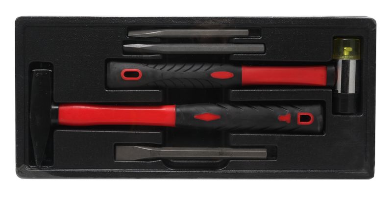 Набор ударно-режущего инструмента (зубило:10ммх125мм,14ммх145мм,15ммх160мм, молоток 800гр., молоток