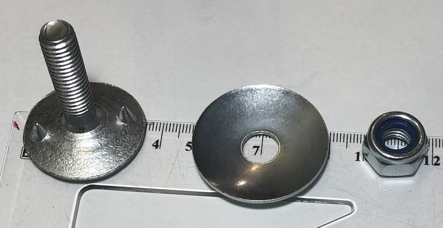 Болт норійний Євро М10х40 мм, шляпка 33 мм, оцинк (комплект)