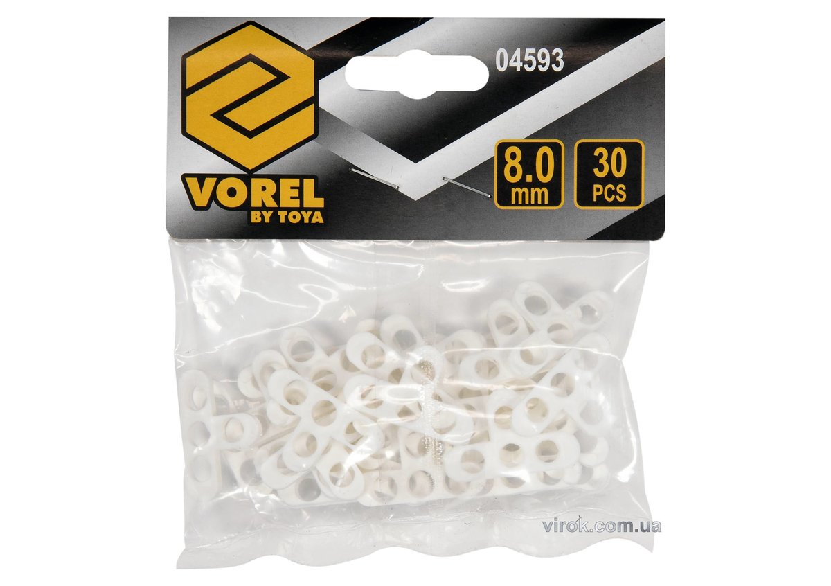 Хрестики дистанційні для плитки і клінкера VOREL тип Т: товщ.- 8 мм, уп. 30 шт. [100] 04593