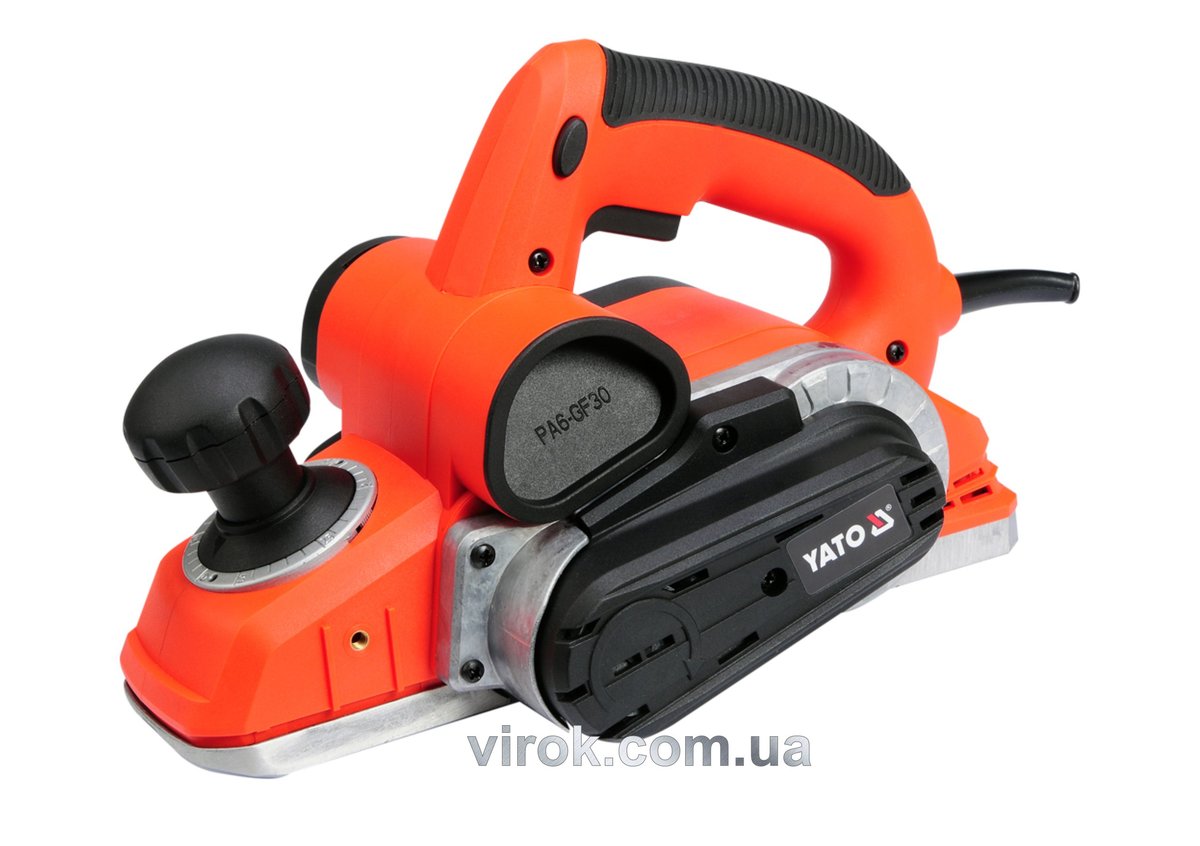 Рубанок електромережевий YATO : P= 1050 Вт, платформа b= 82 мм, глиб. струг. - 0-3 мм [4] DW YT-8214