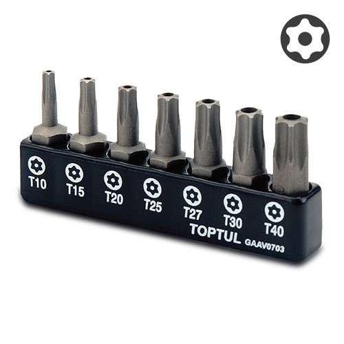 Набір біт TORX з отвором TOPTUL 1/4" 7ед. (T10-T40) GAAV0703