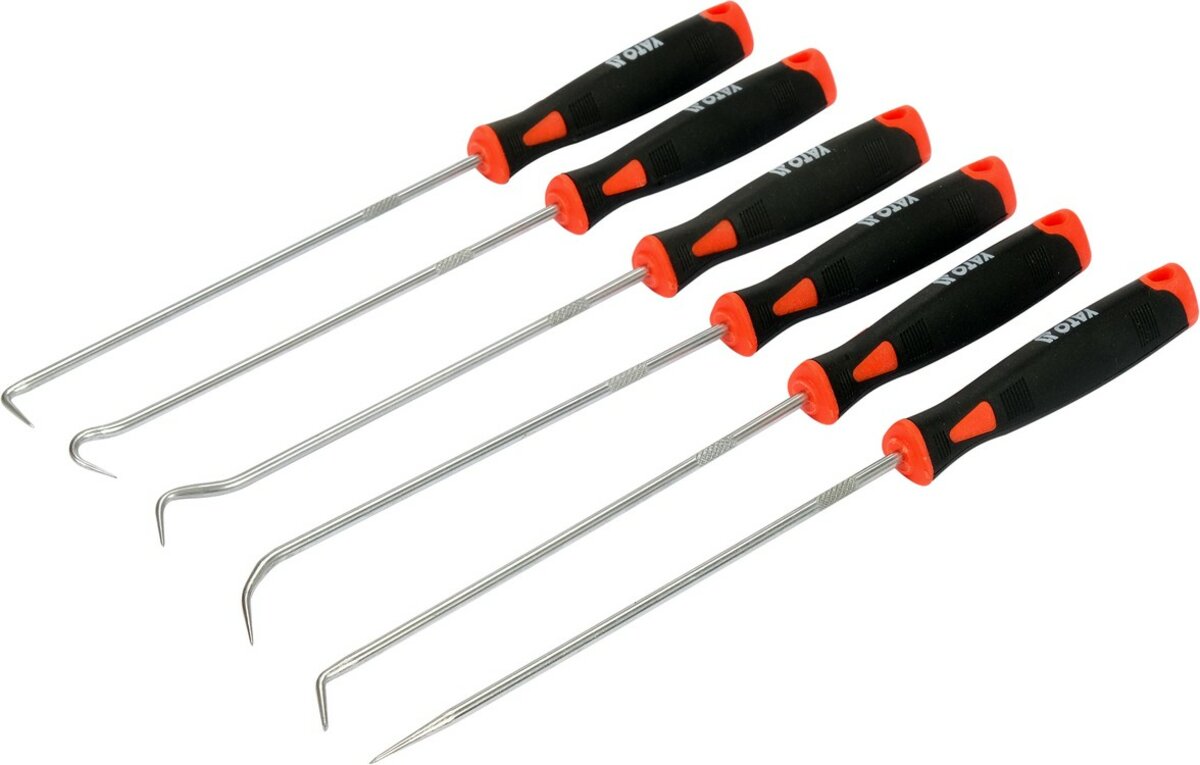 Набір довгих гачків з ручкою YATO і шило l= 240 мм, компл. 6 шт [6/48/570] YT-08428