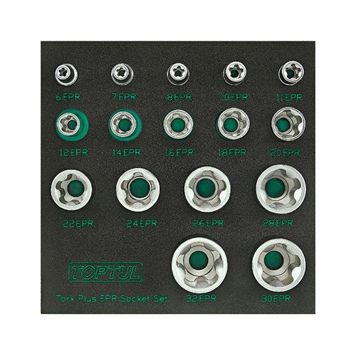 Набір головок Torx Plus EPR 1/4"&amp;3/8"&amp;1/2" 6EPR-32EPR 16ед. TOPTUL GABF1601