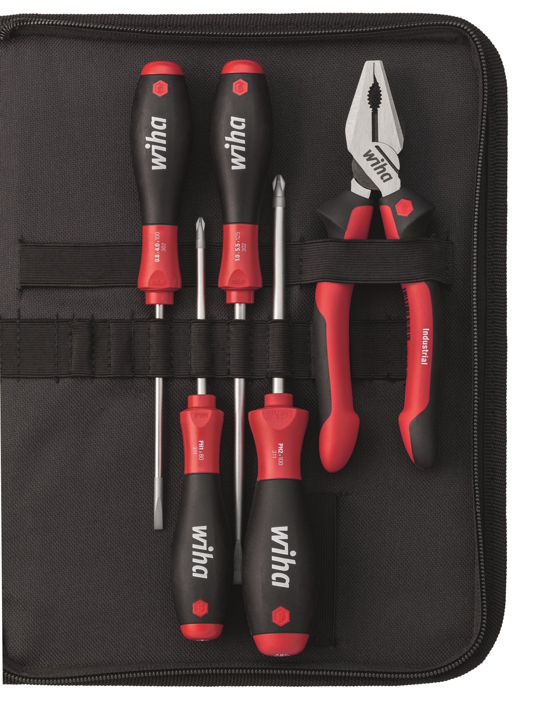 Wiha Набір в сумці 5 пр.(SoftFinish SL4x100,SL5.5x125,PH1x80,PH2x100,пасатижі Industrial 180 мм) (, 