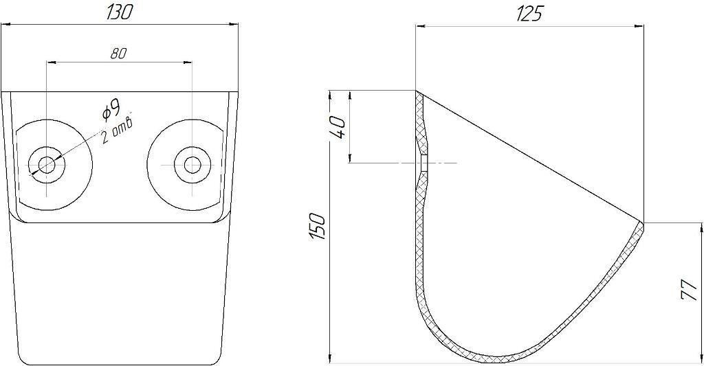 Ківш норійний, полімерний, 130 (в-125)