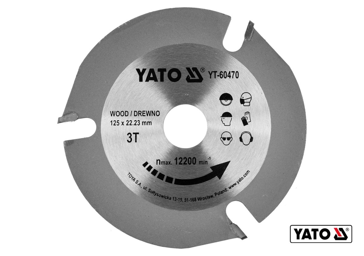 Диск пиляльний по дереву YATO : Ø125 x 22.23 x 3.8 мм, 3 зубці, R.P.M до 12200 1/хв [25/50]