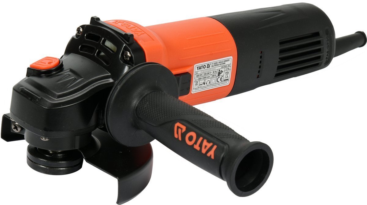 Шліфмашина кутова мережева YATO : Ø= 125 мм, P= 1400 Вт, регулятор. 3000- 11000 об/хв [6/144] YT-820