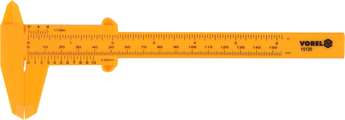 Штангенциркуль пластиковий VOREL : L= 150 мм, точність- 0,05 мм [50/500] 15120