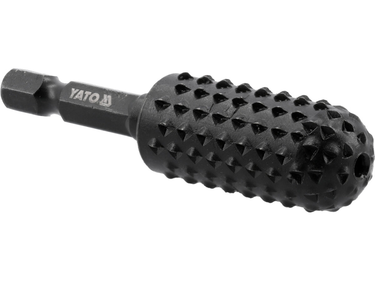 Фреза рашпільна циліндрична по дереву YATO Ø= 16 мм, l= 65 мм, 6-гран. шпиндель 1/4" з вуглец сталі