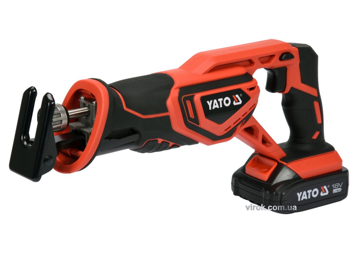 Пила шаблева акумуляторна YATO : Li-Ion 18 В, 2 АГод, з зарядним пристроєм [4] YT-82814