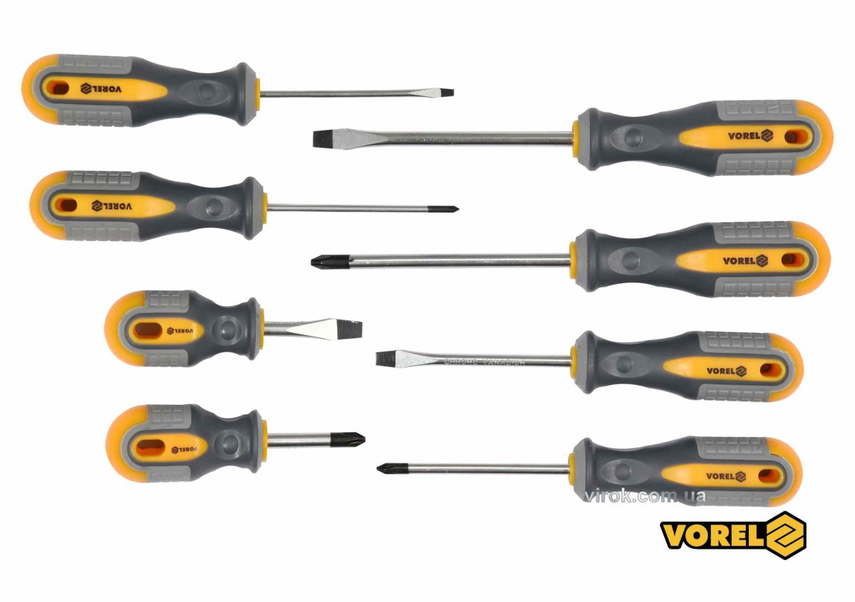Набір викруток VOREL : SL, PH, Cr-V, 8 шт [6/24] 60782