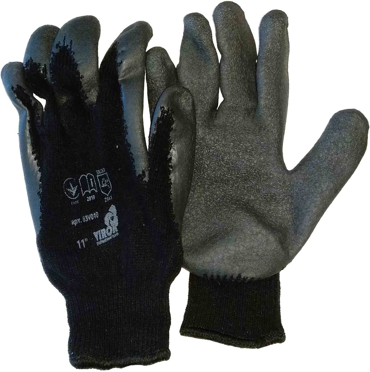 Рукавиці TRIDENT-VIROK трикотажні бавовняні(поліестер) 10 клас покритті рифленним латексом 83V010