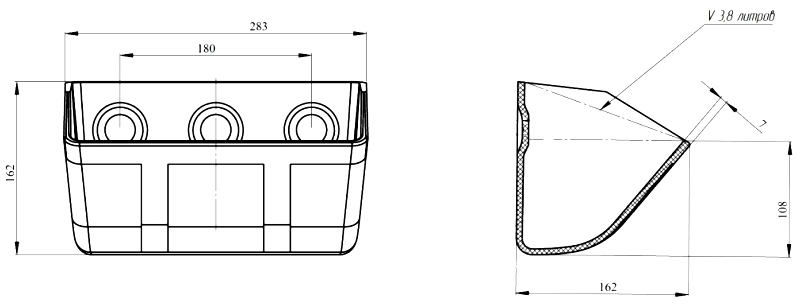 Ківш норійний, полімерний, 283 (в-162) збільшений