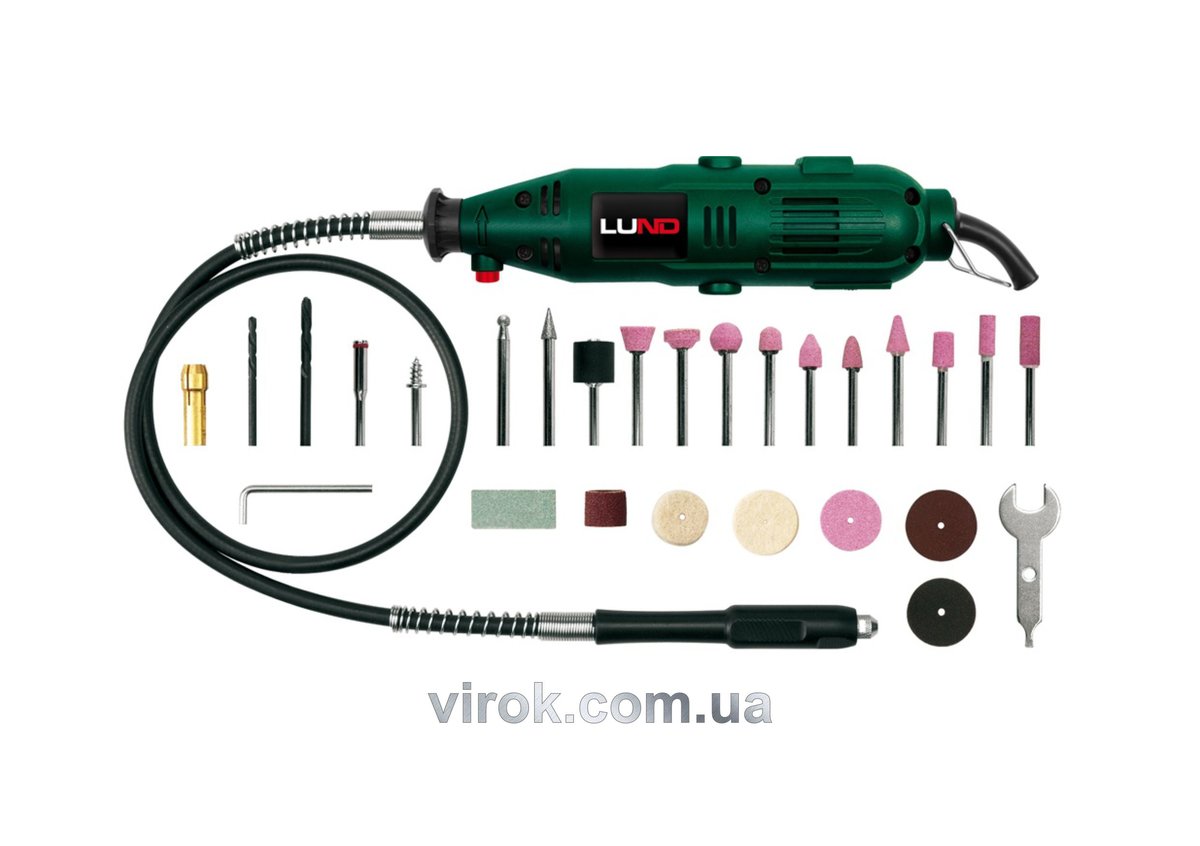 Міні-шліфмашинка LUND 135 Вт з гнучким валом і 40 обладунками [10/140] 79314