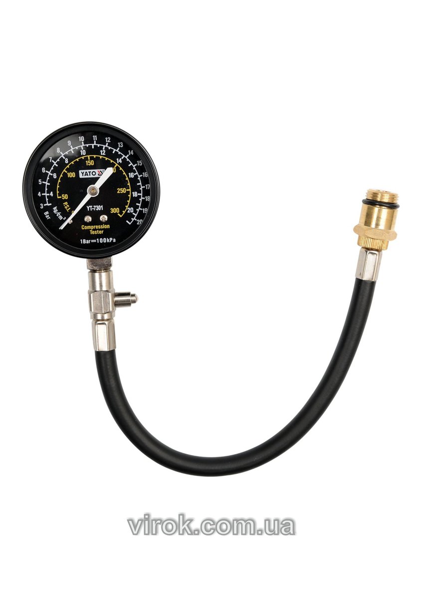 Компресометр для бензинових двигунів YATO з вужиком і різьбами [12/24] YT-7301