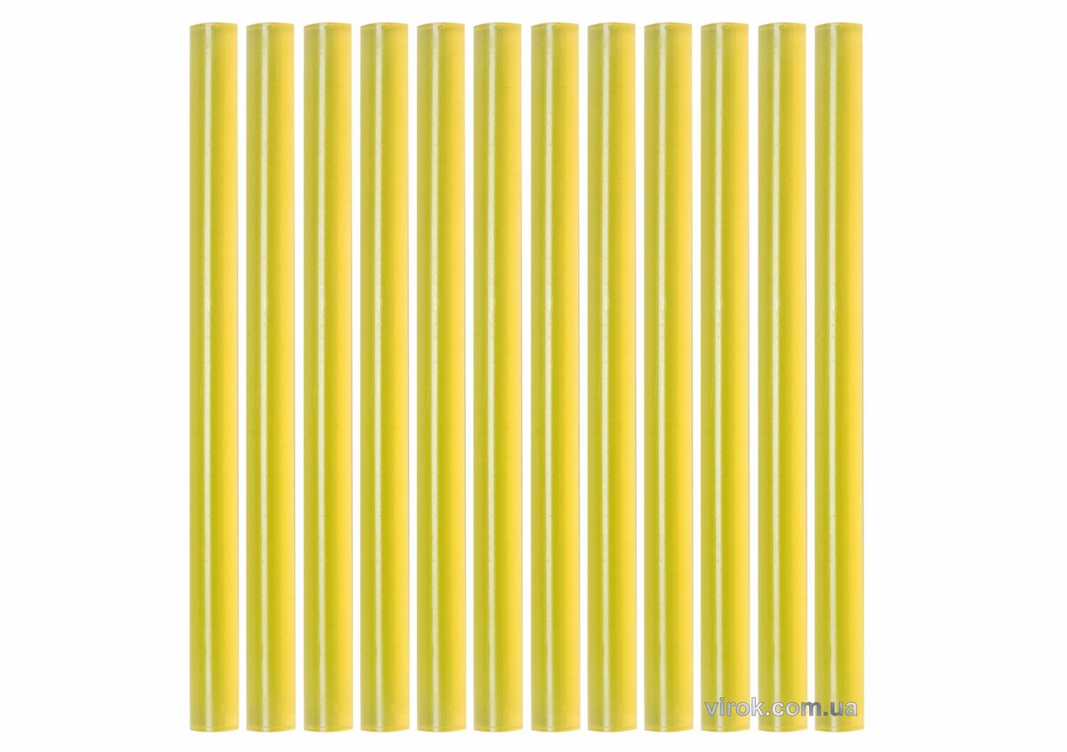 Стержні клейові YATO жовті : Ø=7,2 мм, L=100 мм, уп. 12 шт. [50]