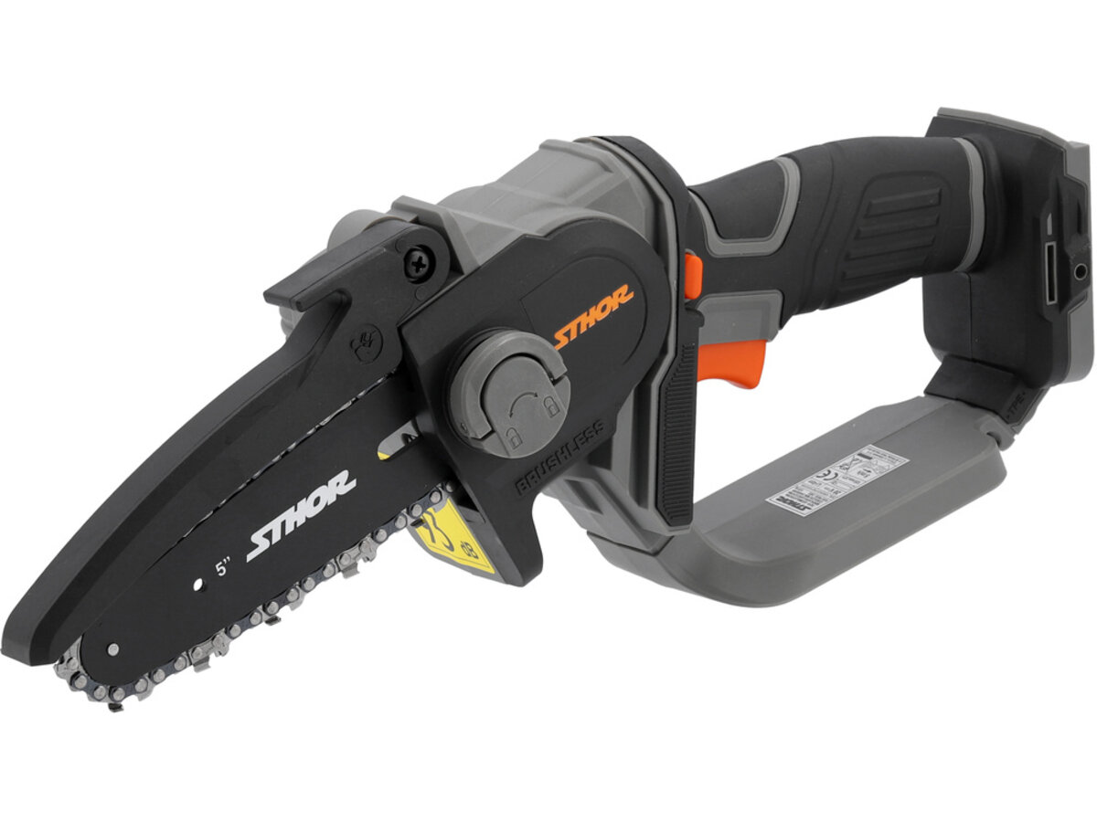 Пила міні ланцюгова акумуляторна STHOR Li-Ion 20 В, шина l= 15 см,безщіткова (БЕЗ АКУМУЛЯТОРА) 78210