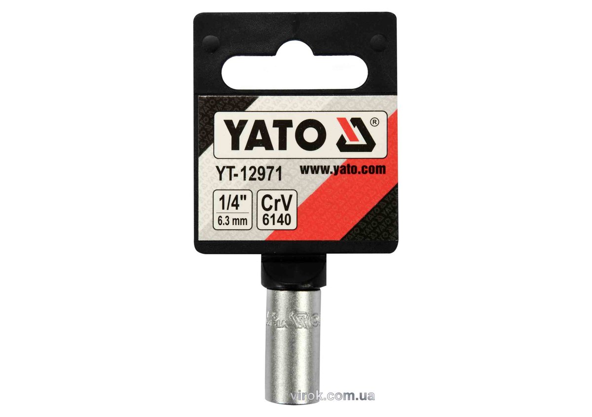 Перехідник для насадок викруткових YATO : квадрат 1/4"(F) HEX- 1/4 (M)6,3 мм, CrV [Блістер] [5] YT-1