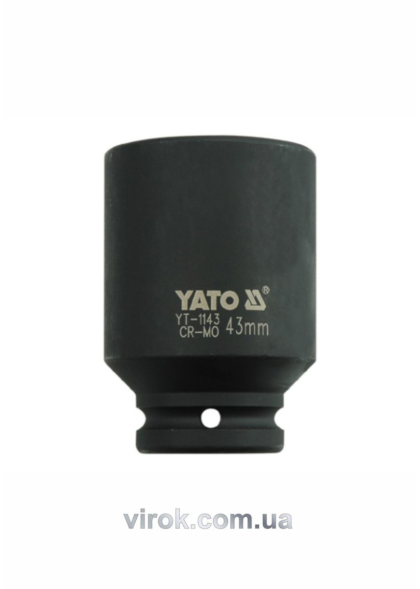 Головка торцева ударна 6-гранна YATO : подовжена, квадрат 3/4", М= 43 мм, L= 90 мм [3/12] YT-1143