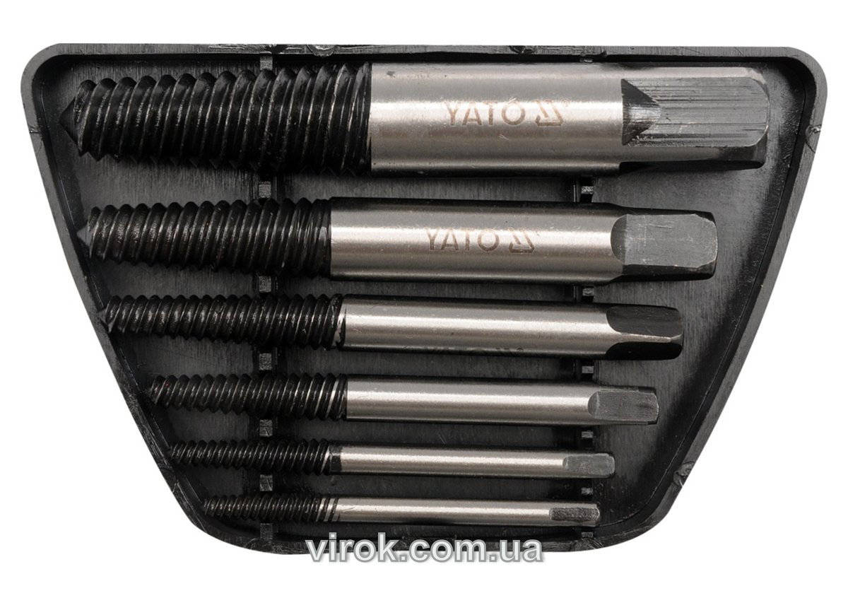 Набір екстракторів YATO : М3-М25 мм, N°1-6. для зломаних гвинтів. 6 Oд. [12/48] - (YATO - YT-0590)