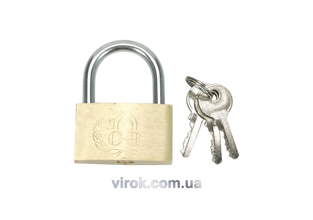 Замок навісний VOREL латунний дуговий, l=35мм [12/300] 77350