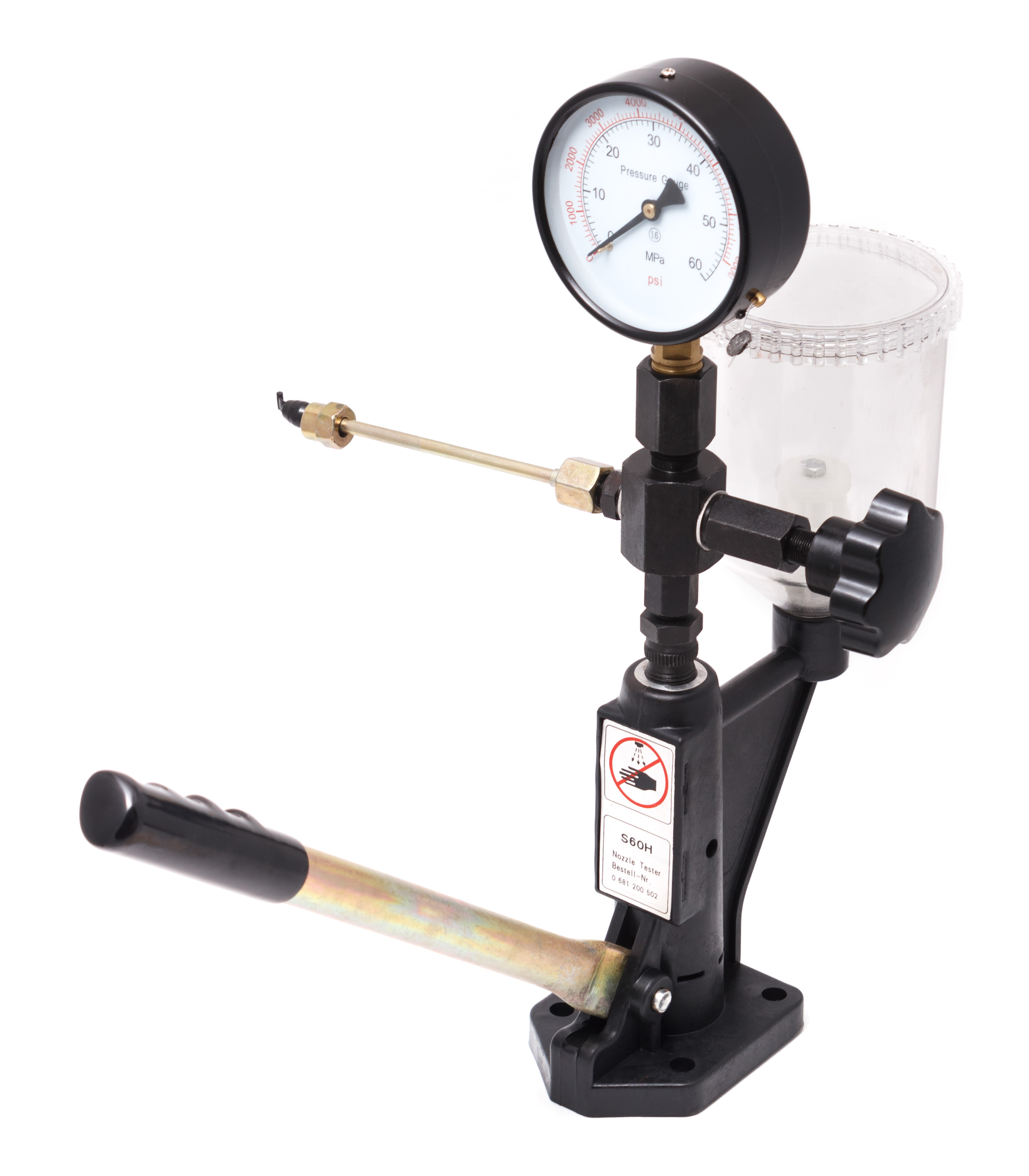 Стенд для проверки дизельных форсунок с манометром и резьбовыми адаптерами-переходниками (М12хМ12, М