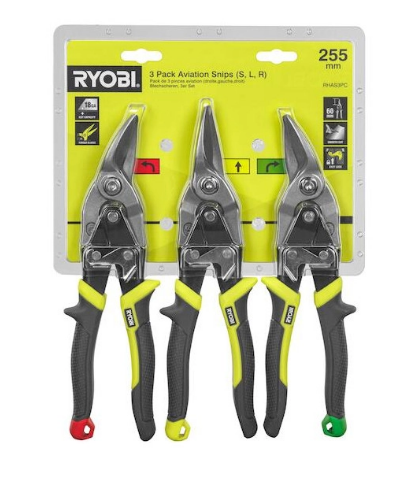 Ножиці по металу (набір 3шт) RYOBI (ліві, праві, прямі) 5132006054
