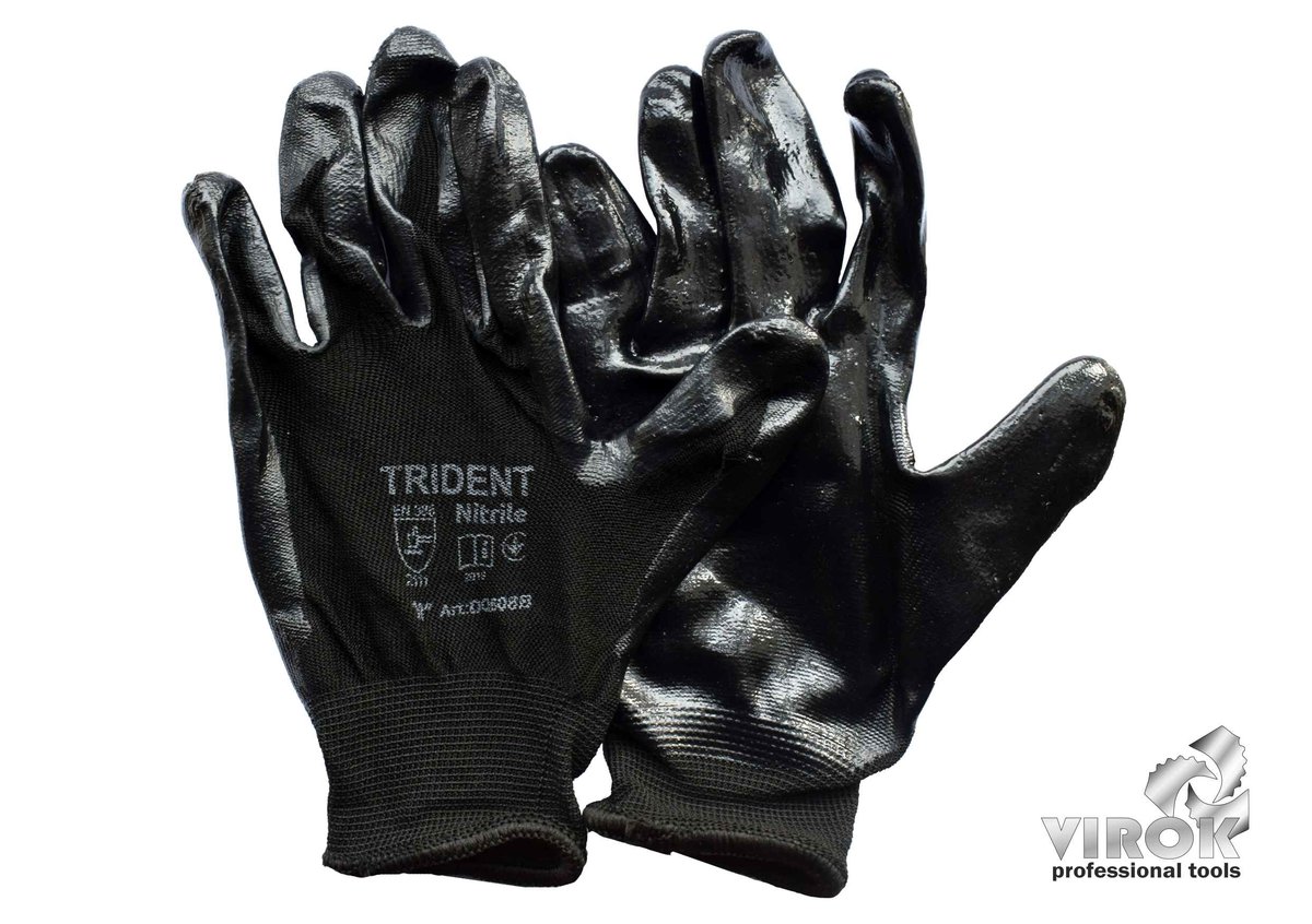 Рукавиці TRIDENT трикотажні поліестерові 13 клас, покриті нітрилом, розмір 10 83V012