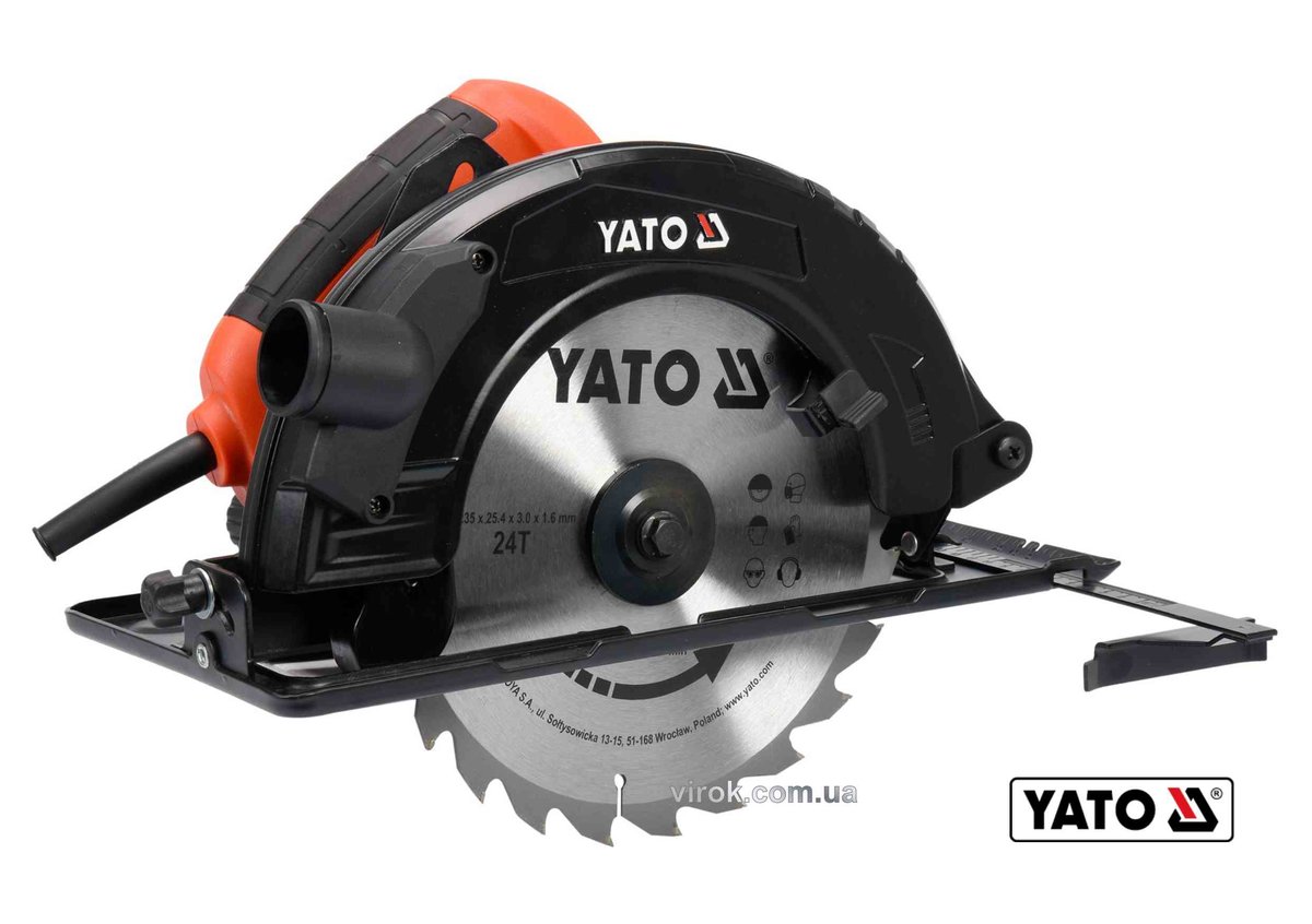 Пила дискова мережева YATO : P= 2.8 кВт, диск Ø=235x25.4x3 мм, кут 0-45°, гл.≤ 85мм [2/24] YT-82154